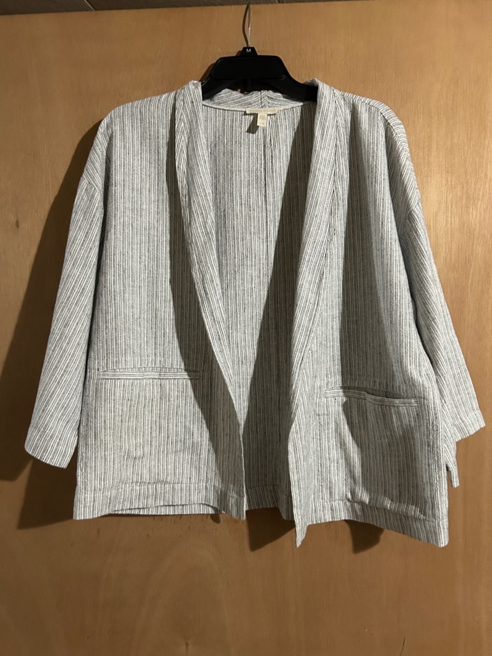 Eileen Fisher Organic Linen Cotton Striped Open-Front Women's Jacket